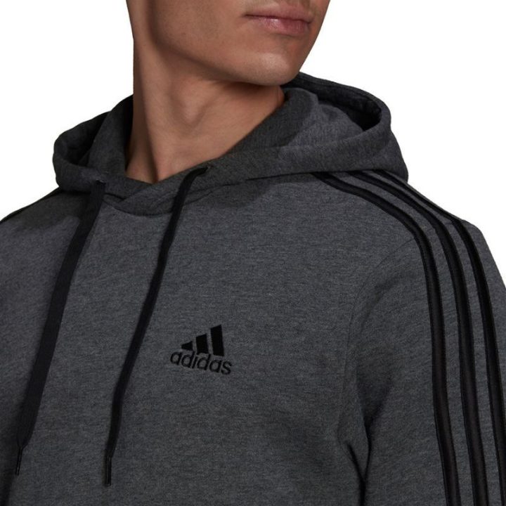 Vyriškas džemperis su gobtuvu adidas Essentials Fleece 3-Stripes, tamsiai pilkas