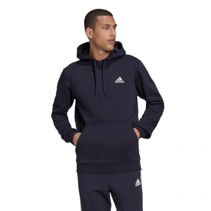 Vyriškas džemperis su gobtuvu adidas Essentials Fleece, tamsiai mėlynas