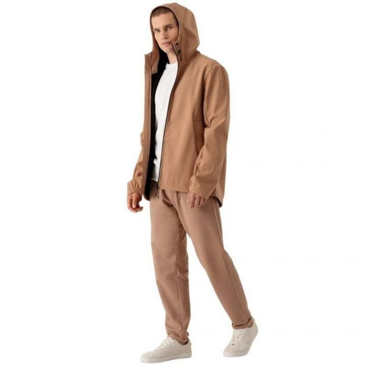 Vyriška softshell striukė su gobtuvu Outhorn, šviesiai ruda