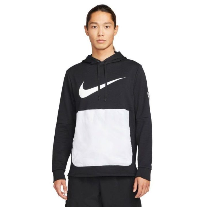 Vyriškas džemperis su gobtuvu Nike Sport Clash, juodai baltas