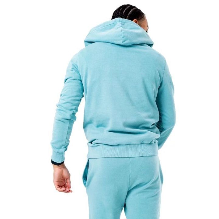 Vyriškas medvilninis džemperis su gobtuvu Justhype Acid Wash, mėlynas