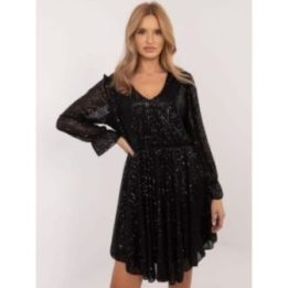 Moteriška asimetriška kokteilinė suknelė Italy Moda, juoda