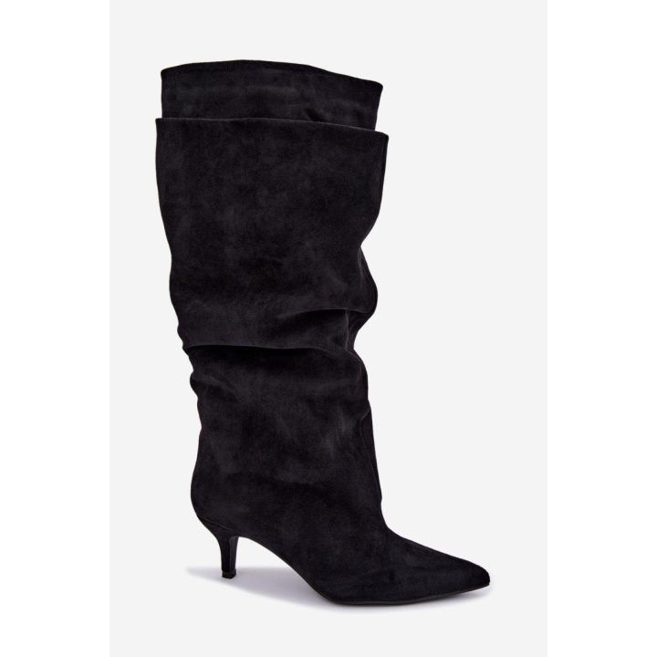Moteriški įspiriami ilgaauliai virš kelių Step in style, juodi