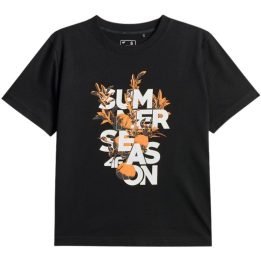 Moteriški marškinėliai su „Summer Season“ užrašu 4F, juodi
