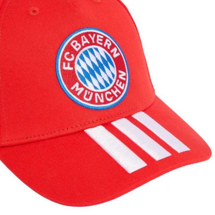 Vaikiška medvilninė kepurė su snapeliu adidas FC Bayern, raudona