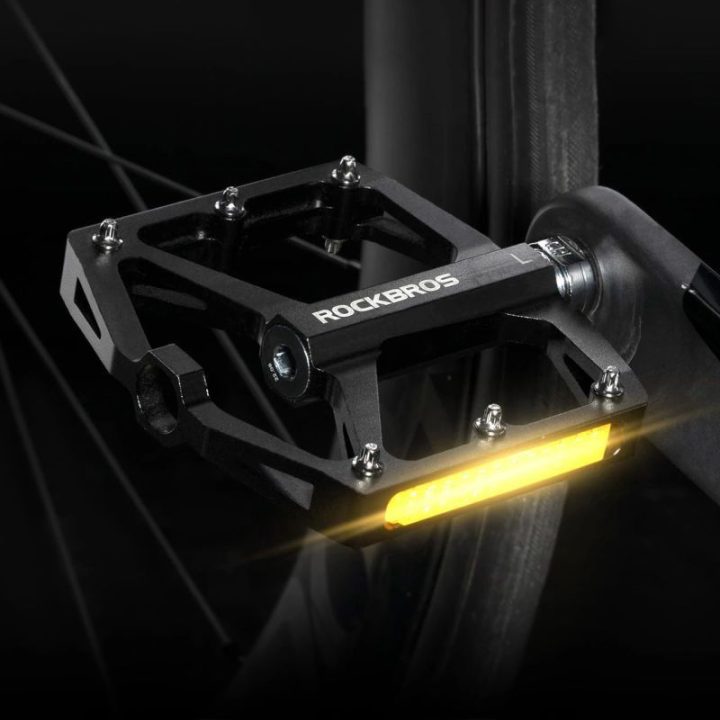 Dviračių platforminiai pedalai su atšvaitais Rockbros K371, juodi