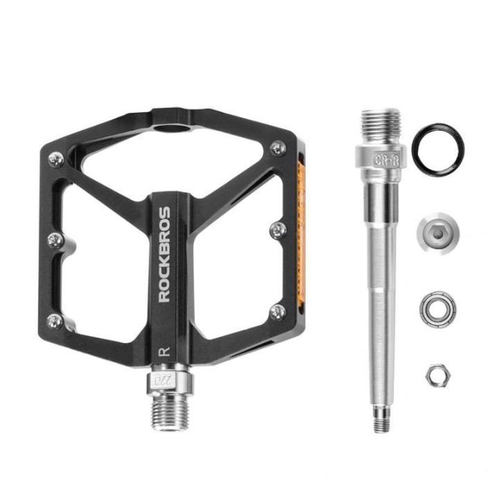 Dviračių platforminiai pedalai su atšvaitais Rockbros K371, juodi