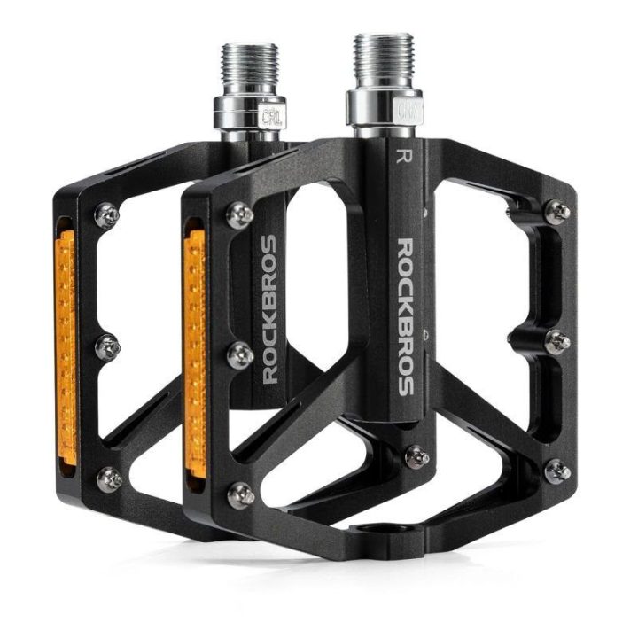 Dviračių platforminiai pedalai su atšvaitais Rockbros K371, juodi