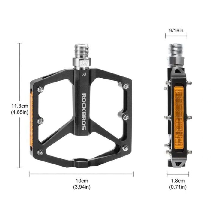 Dviračių platforminiai pedalai su atšvaitais Rockbros K371, juodi
