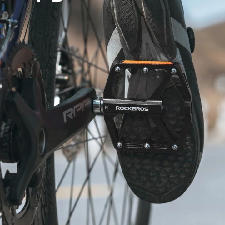 Dviračių platforminiai pedalai su atšvaitais Rockbros K371, juodi