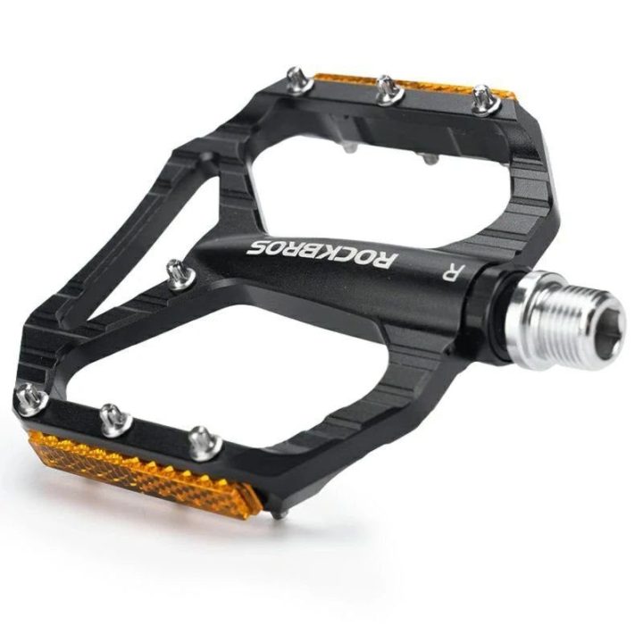 Dviračių platforminiai pedalai su atšvaitais Rockbros C700, juodi