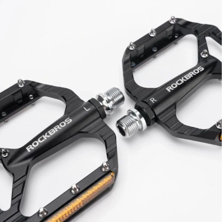 Dviračių platforminiai pedalai su atšvaitais Rockbros C700, juodi