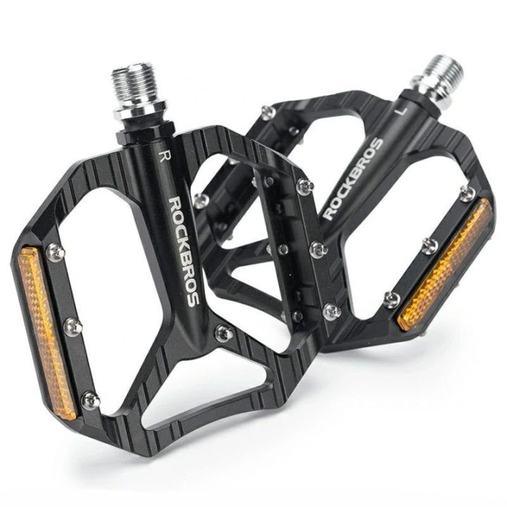 Dviračių platforminiai pedalai su atšvaitais Rockbros C700, juodi