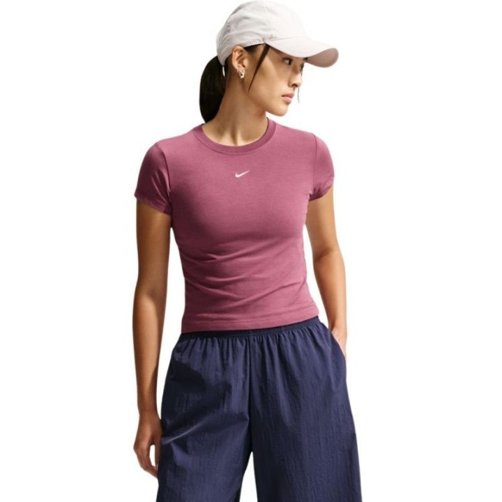 Moteriški trumpinti marškinėliai Nike Chill Knit, rožiniai