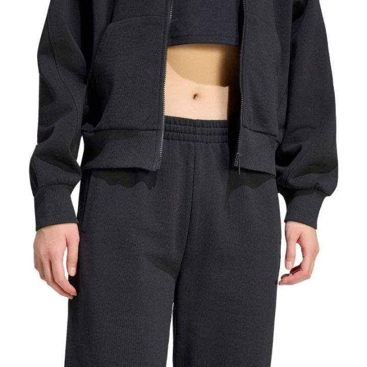 Moteriškos medvilninės sportinės kelnės adidas, juodos