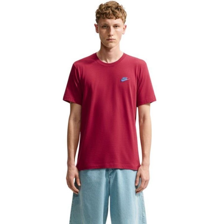 Vyriški marškinėliai su nedideliu logotipu Nike Club Tee, raudoni