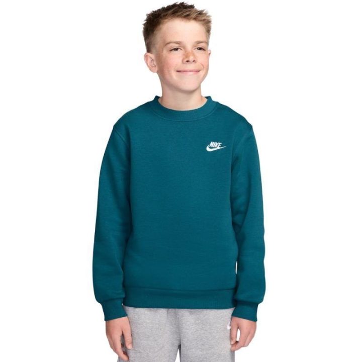 Vaikiškas medvilninis džemperis Nike Sportswear Club Fleece, žalias