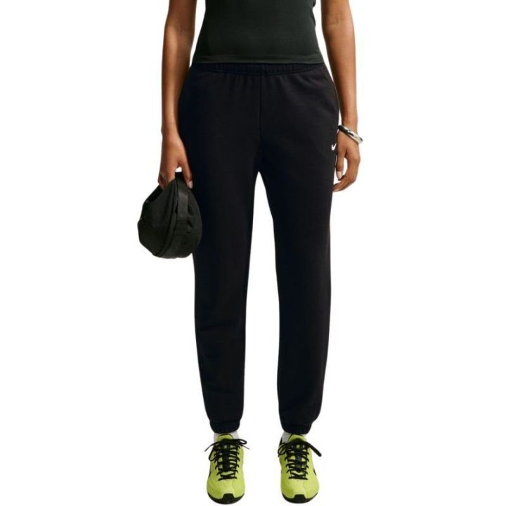 Moteriškos medvilninės kelnės Nike Studio Fleece Lightweight, juodos