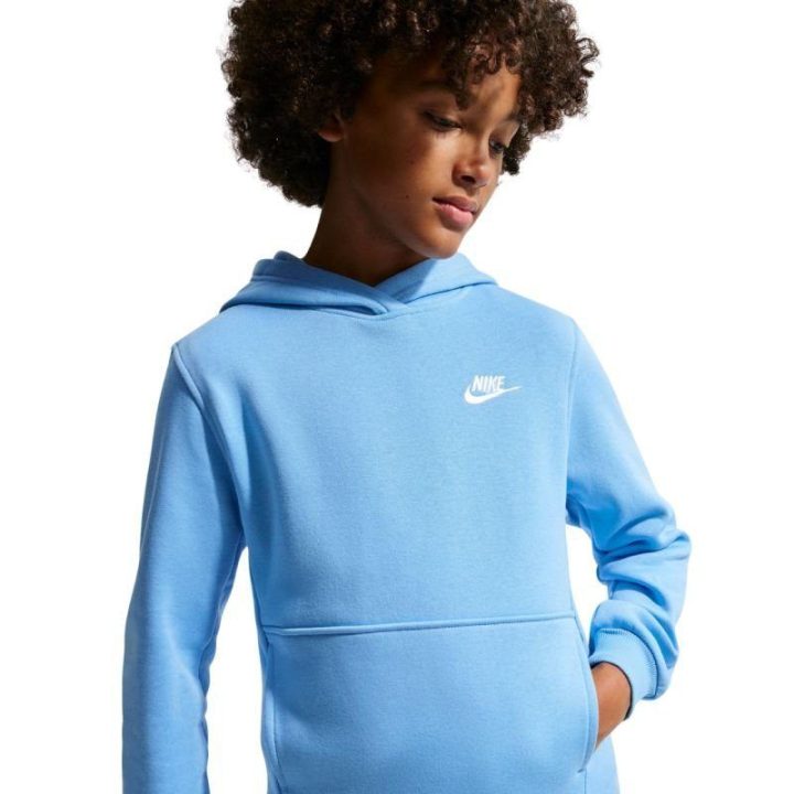 Vaikiškas medvilninis džemperis Nike Club Fleece, šviesiai mėlynas