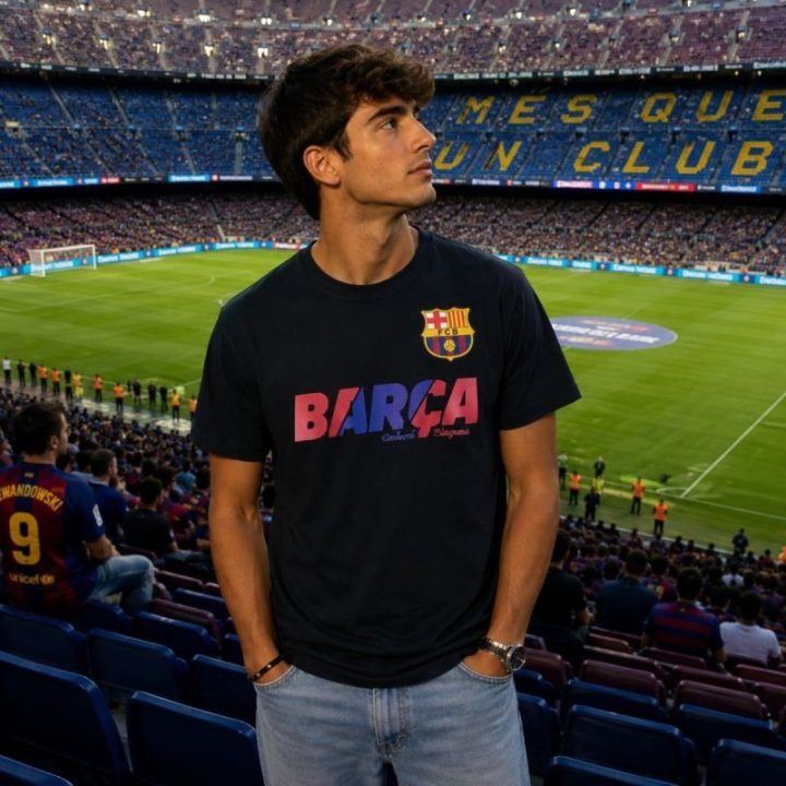 Vyriški medvilniniai marškinėliai FC Barcelona, juodi