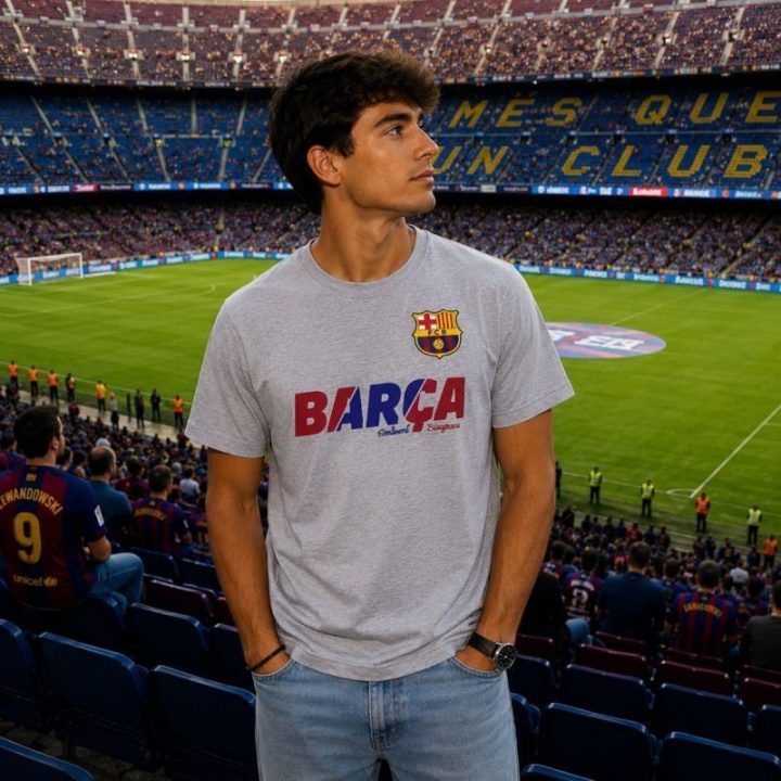Vyriški medvilniniai marškinėliai FC Barcelona, pilki