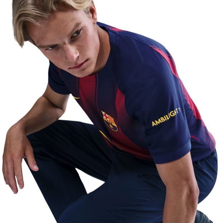 Vyriški futbolo marškinėliai Nike FC Barcelona Stadium Home, tamsiai mėlyni