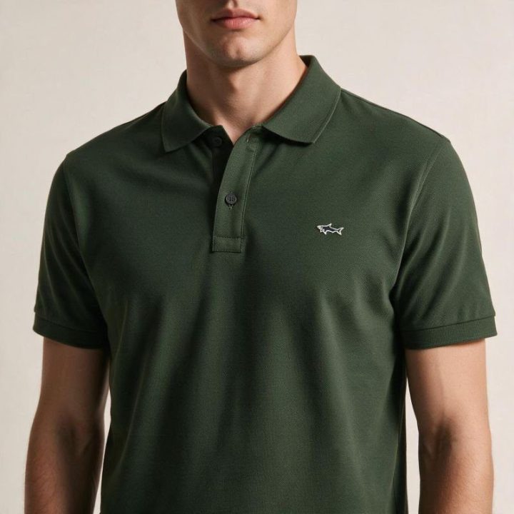 Vyriški medvilniniai polo marškinėliai Paul&Shark, alyvuogių
