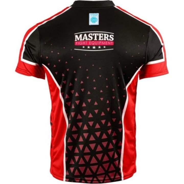 Vaikiški marškinėliai su V formos iškirpte MASTERS COMBAT JUNIOR, juodi ir raudoni