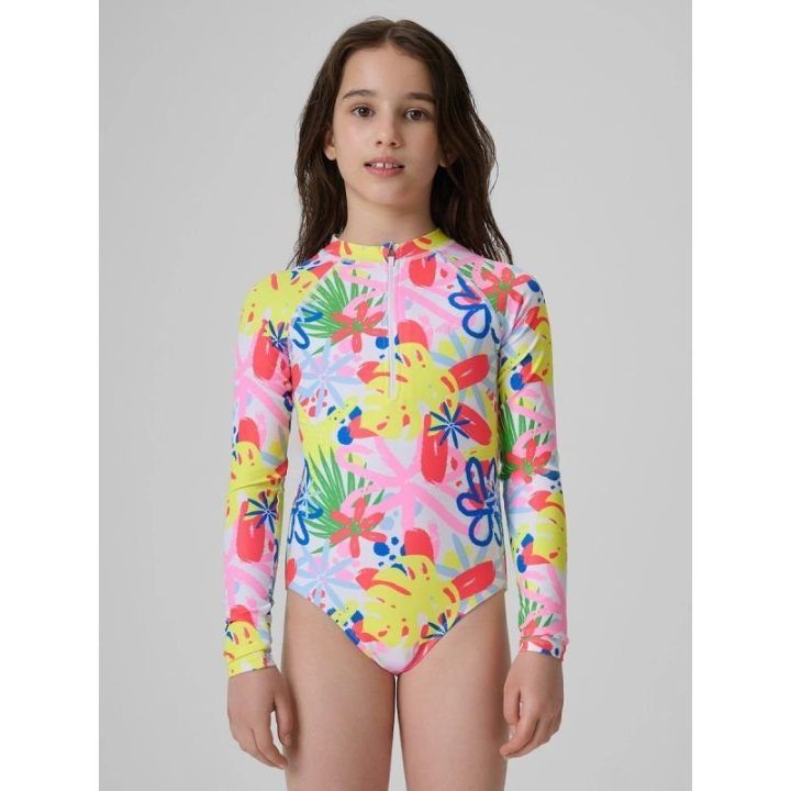 Vientisas maudymosi kostiumėlis mergaitėms su UPF 50+ filtru 4F