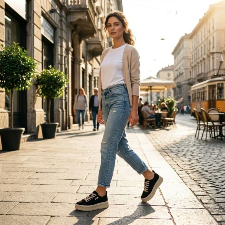 Moteriški odiniai sportbačiai su platforma Filippo DP6122, juodi