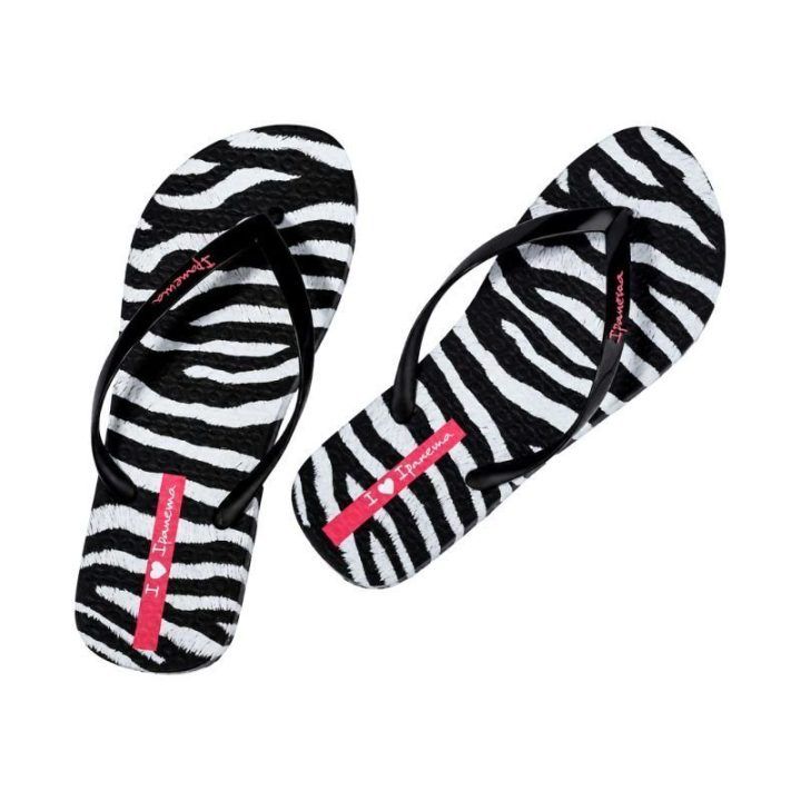Moteriškos šlepetės per pirštą Ipanema Animal Print, juodos ir pilkos