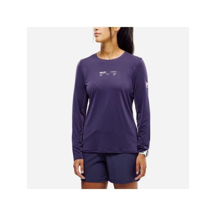 Moteriški bėgimo marškinėliai Millet Intense TS LS, violetiniai