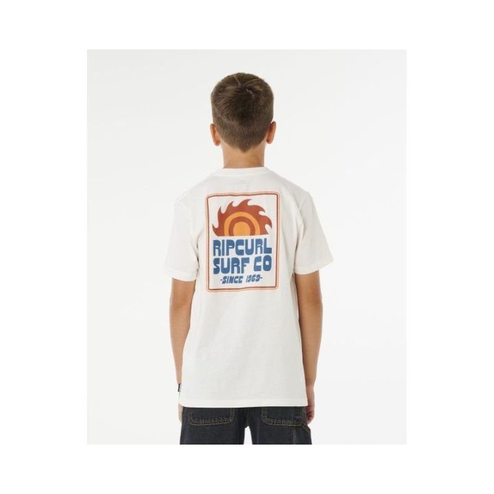 Marškinėliai berniukams Rip Curl Pacific Rinse Sunrise, balti