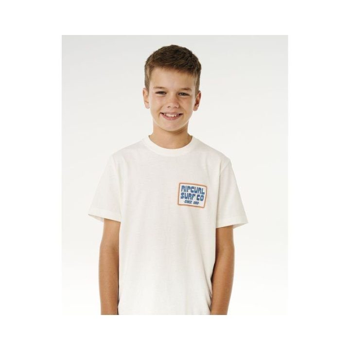 Marškinėliai berniukams Rip Curl Pacific Rinse Sunrise, balti