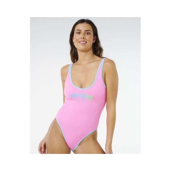 Vientisas maudymosi kostiumėlis Rip Curl Surf Puff, rožinis