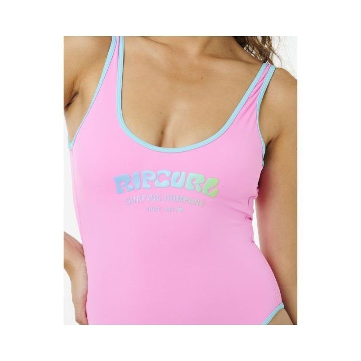 Vientisas maudymosi kostiumėlis Rip Curl Surf Puff, rožinis
