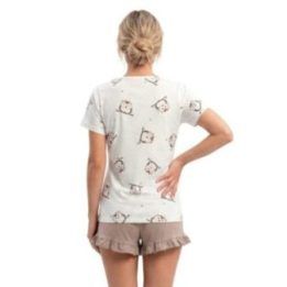 Moteriška medvilninė pižama Donna Sova Short, smėlio