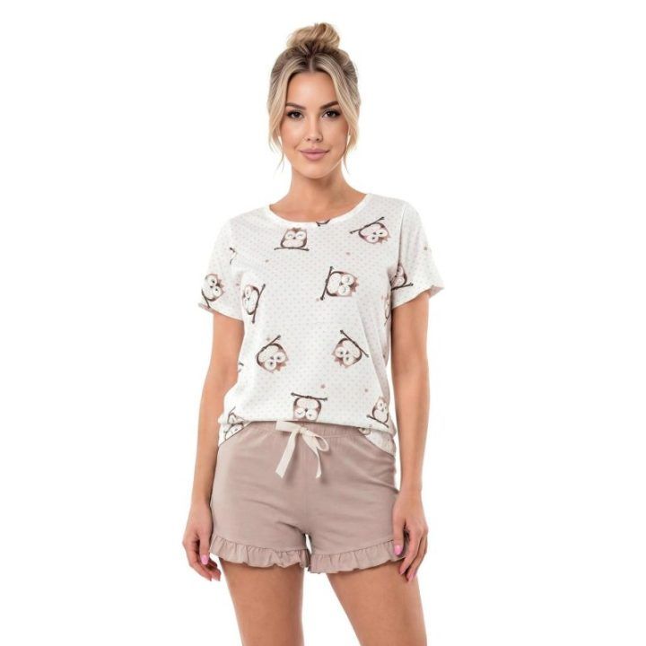 Moteriška medvilninė pižama Donna Sova Short, smėlio