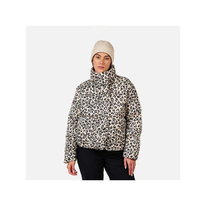 Moteriška pūkinė slidinėjimo striukė su leopardo raštu Rossignol Aretu, įvairiaspalvė