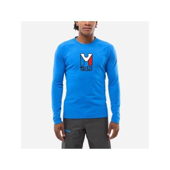 Vyriški marškinėliai ilgomis rankovėmis Millet Trilogy Wool Ts Ls, mėlyni