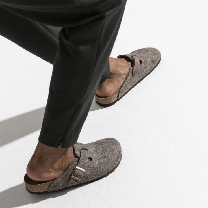 Moteriškos vilnonio veltinio klumpės Birkenstock Boston, kakavos