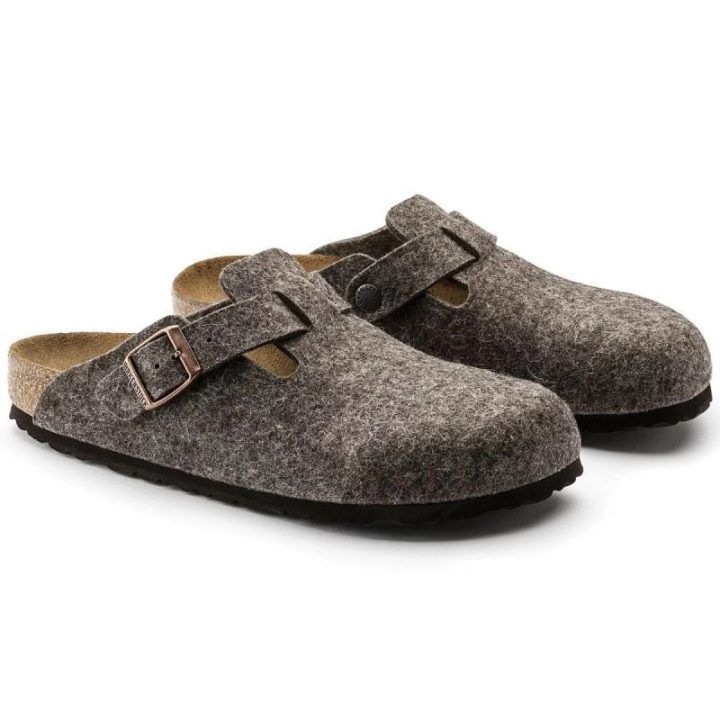 Moteriškos vilnonio veltinio klumpės Birkenstock Boston, kakavos