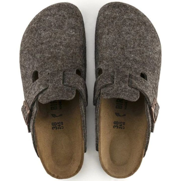 Moteriškos vilnonio veltinio klumpės Birkenstock Boston, kakavos