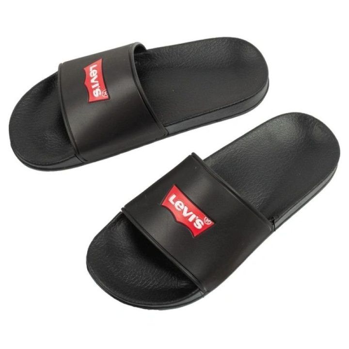 Moteriškos sportinės šlepetės su plačiu dirželiu Levi's, juodos