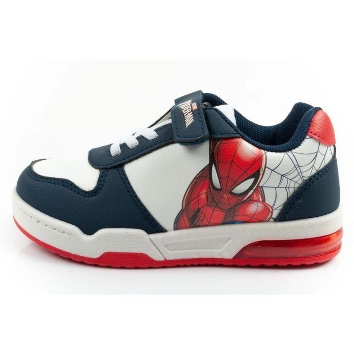 Vaikiški sportbačiai su lipukais ir LED Spiderman Leomil, balti