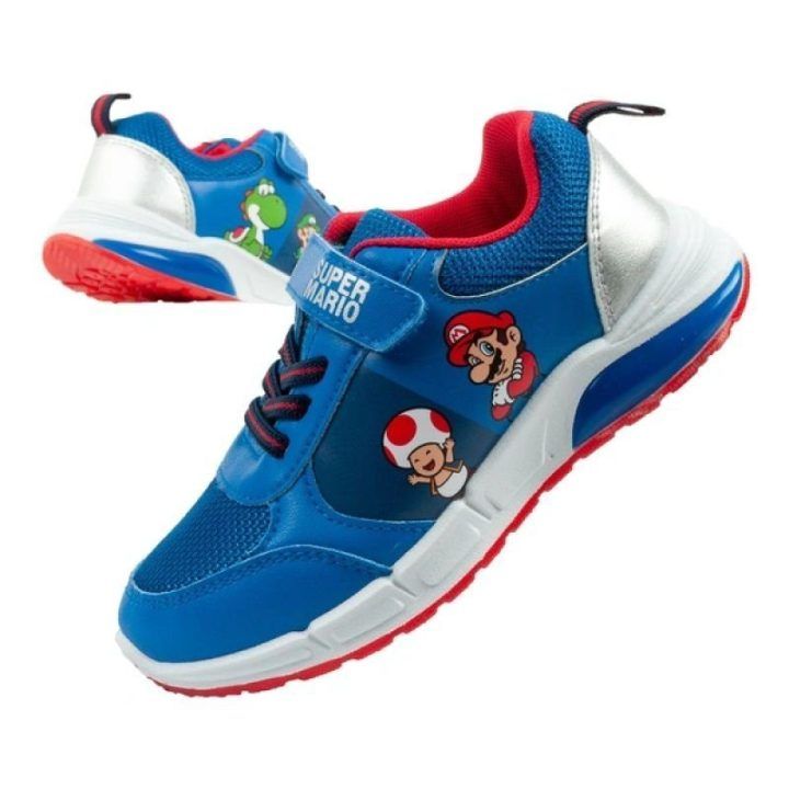 Sportbačiai berniukams su lipuku ir LED Leomil Super Mario, mėlyni