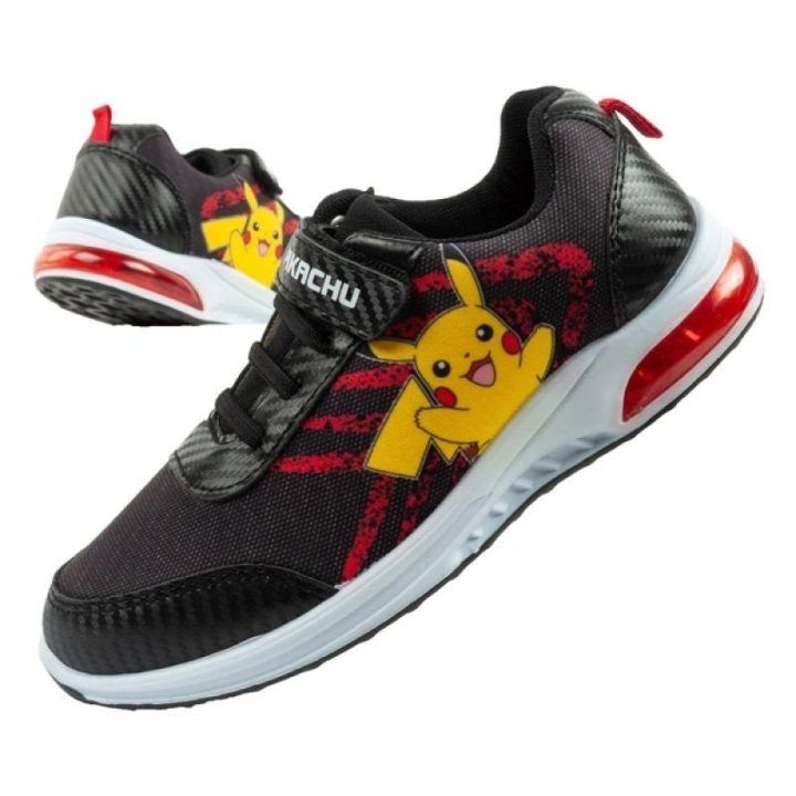 Vaikiški Pokémon sportbačiai su lipukais ir LED Leomil, juodi
