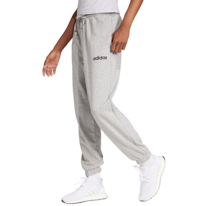 Moteriškos medvilninės kelnės adidas Essentials Linear, šviesiai pilkos