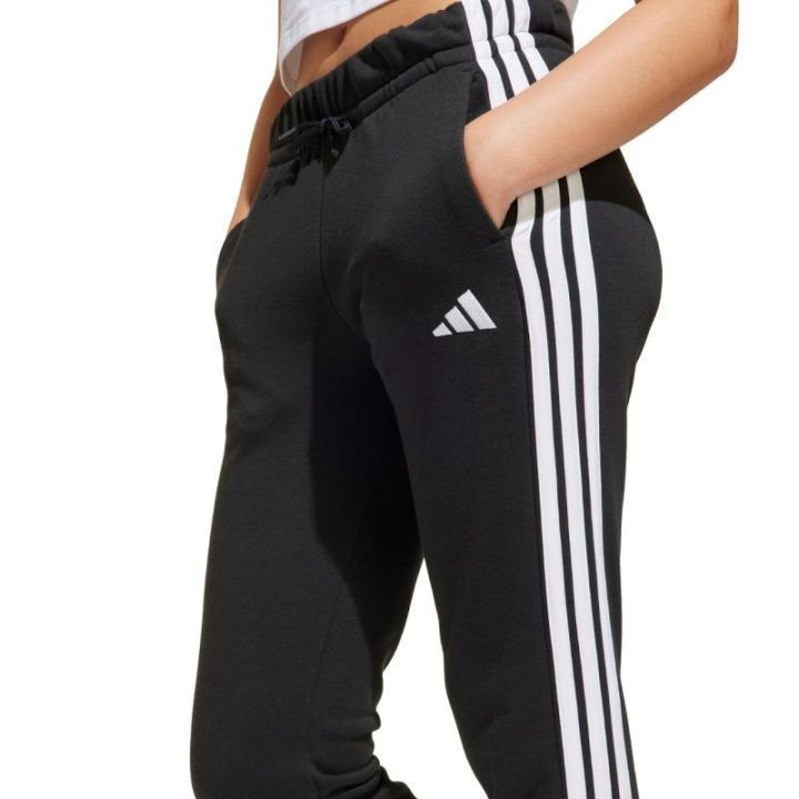 Vaikiškos medvilninės kelnės su juostomis adidas Essentials, juodos