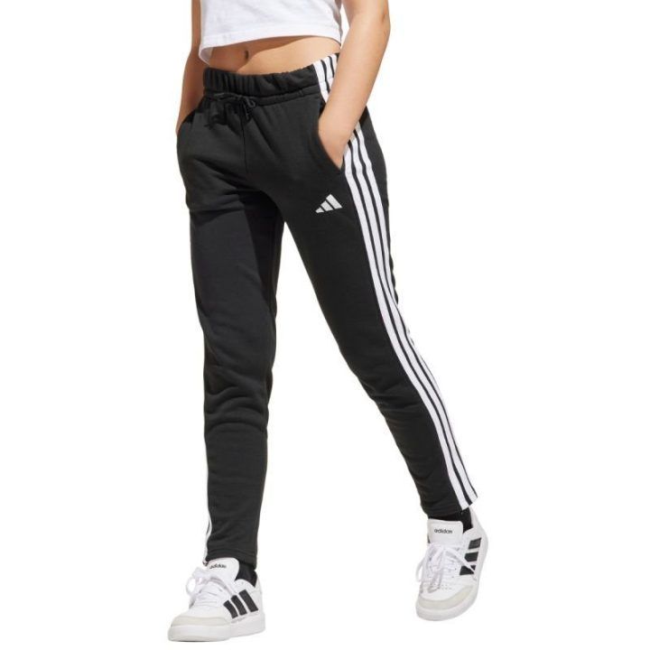 Vaikiškos medvilninės kelnės su juostomis adidas Essentials, juodos